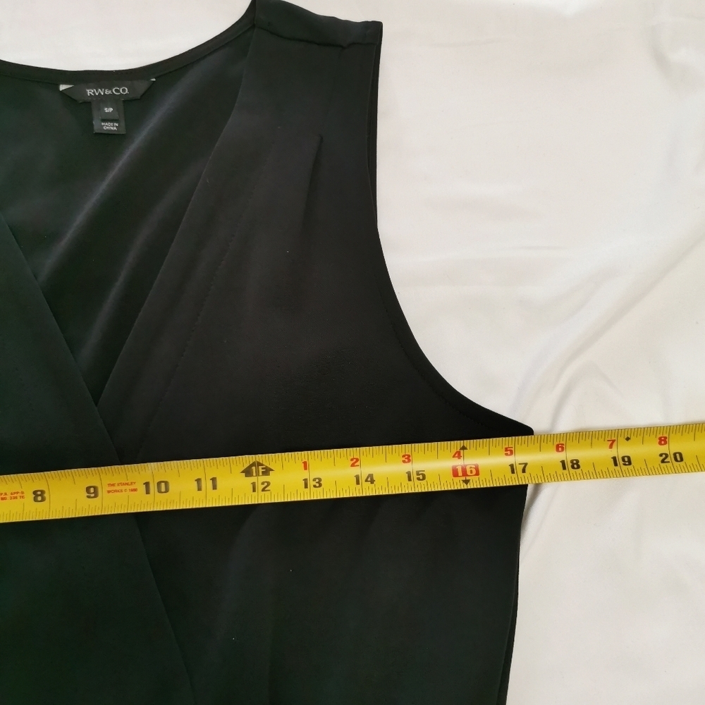 RW&CO Faux Wrap Tapered Leg Jumpsuit Black Small Petite (SP) - Picture 8 of 11